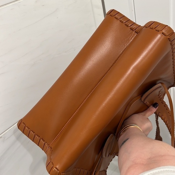 Chloe | Medium Calfskin Leather Mony Tote Bag in Caramel - Picture 12 of 15